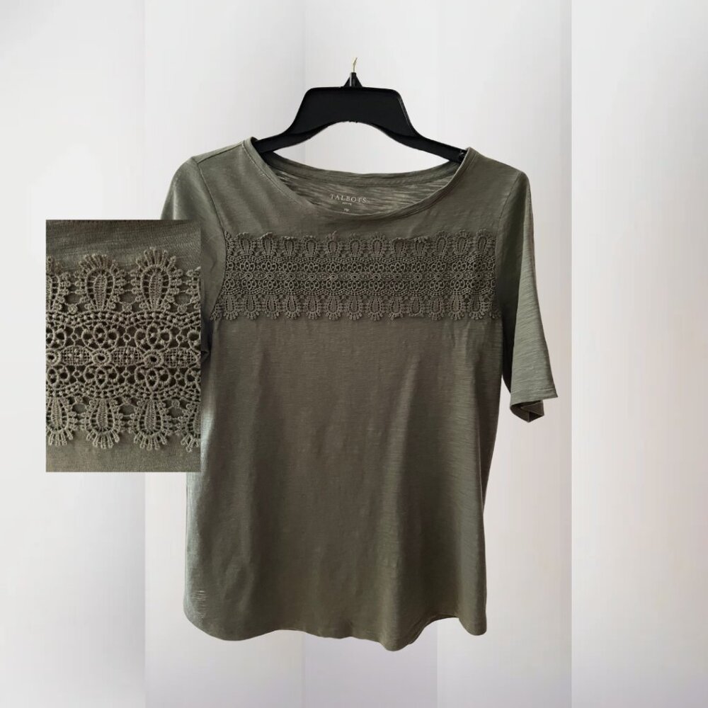 Talbots | Embellished T-Shirt | Medium Petite | Cotton/Modal | Soft Lightweight